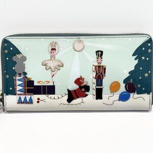 Radley Little Drummer & Dog Large Zip Wallet, Green, Holiday Apparel